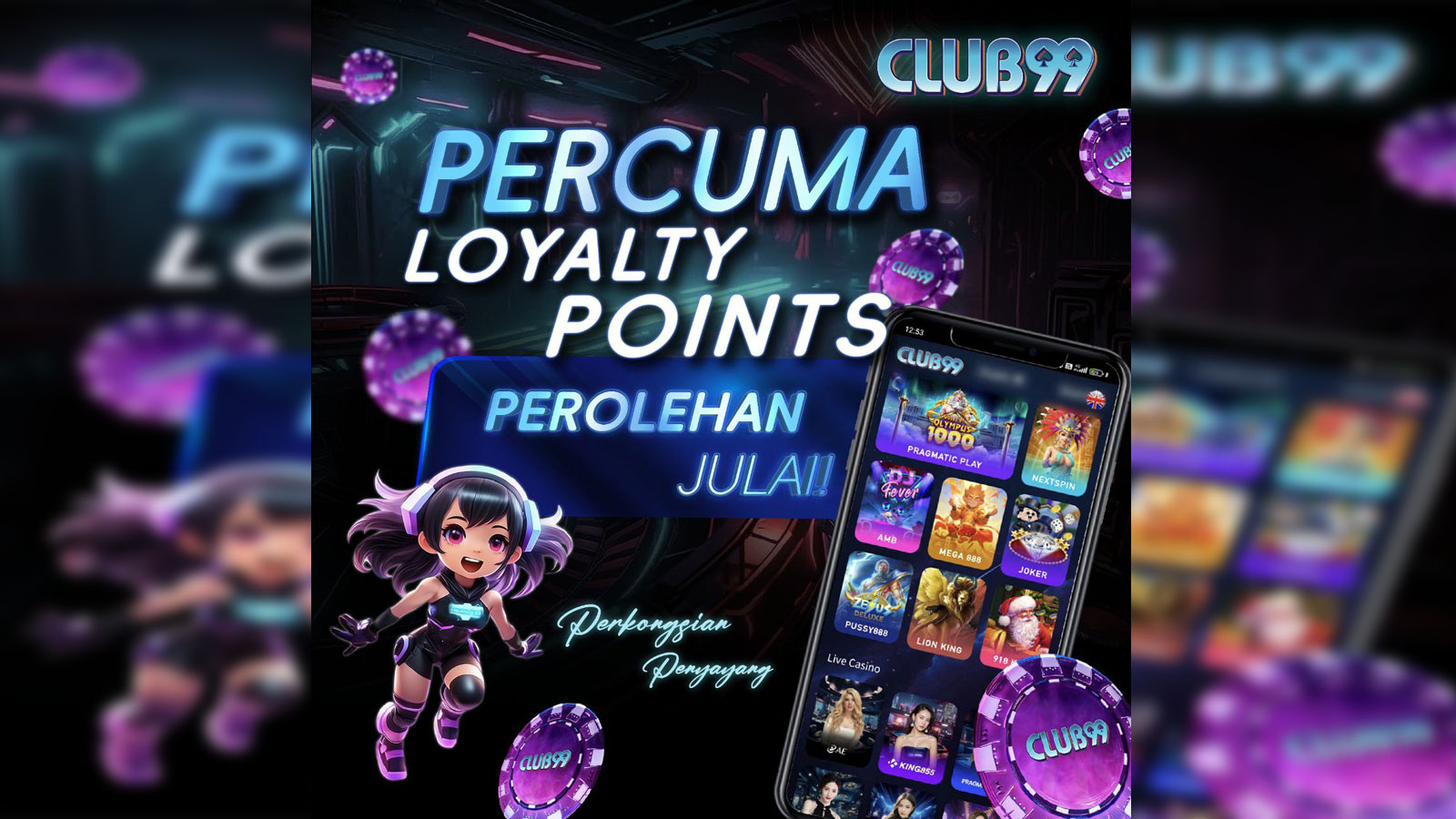 Promosi: Perolehan Julai 2024 Ditukar Secara Automatik Menjadi Mata Royalty Percuma di Club99